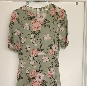 Reformation Green Floral Midi Dress